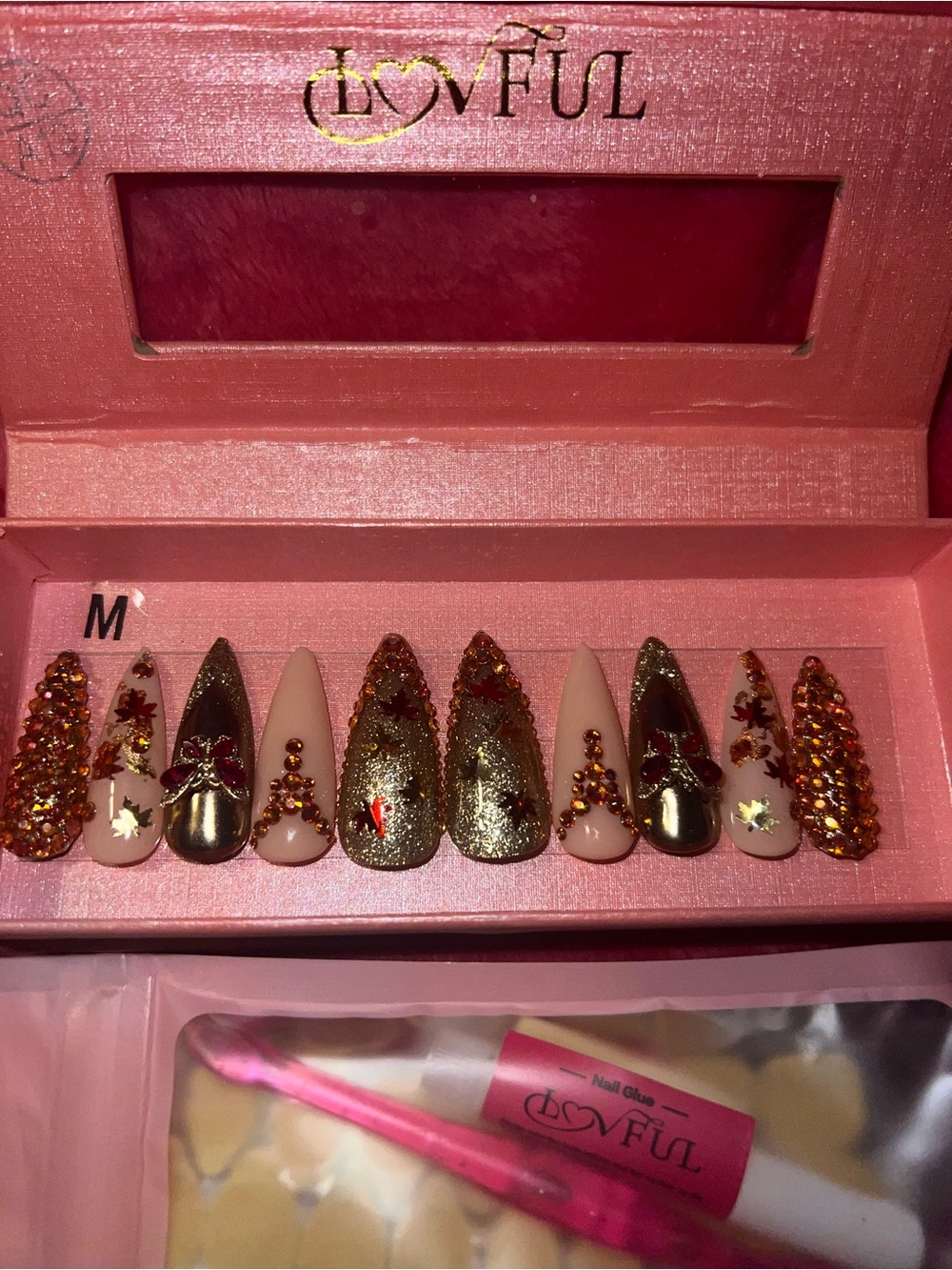 Lovful Fall - Reusable Handmade Acrylic Press On Nails Med